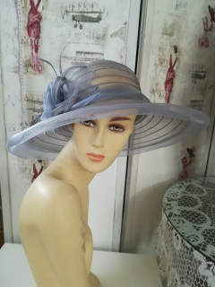 Szary letni kapelusz wizytowy 54-57 cm