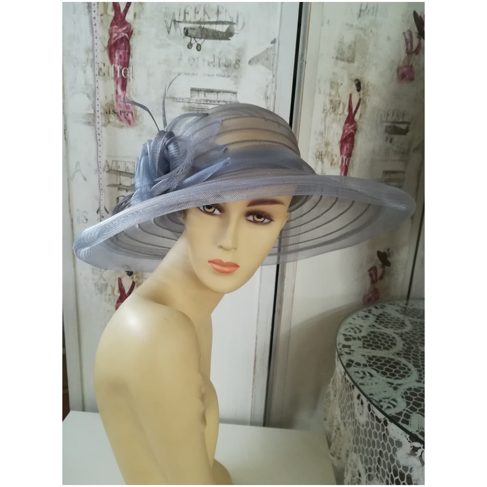 Szary letni kapelusz wizytowy 54-57 cm