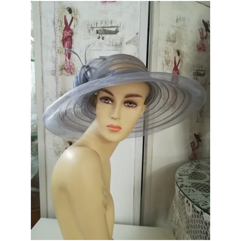 Szary letni kapelusz wizytowy 54-57 cm