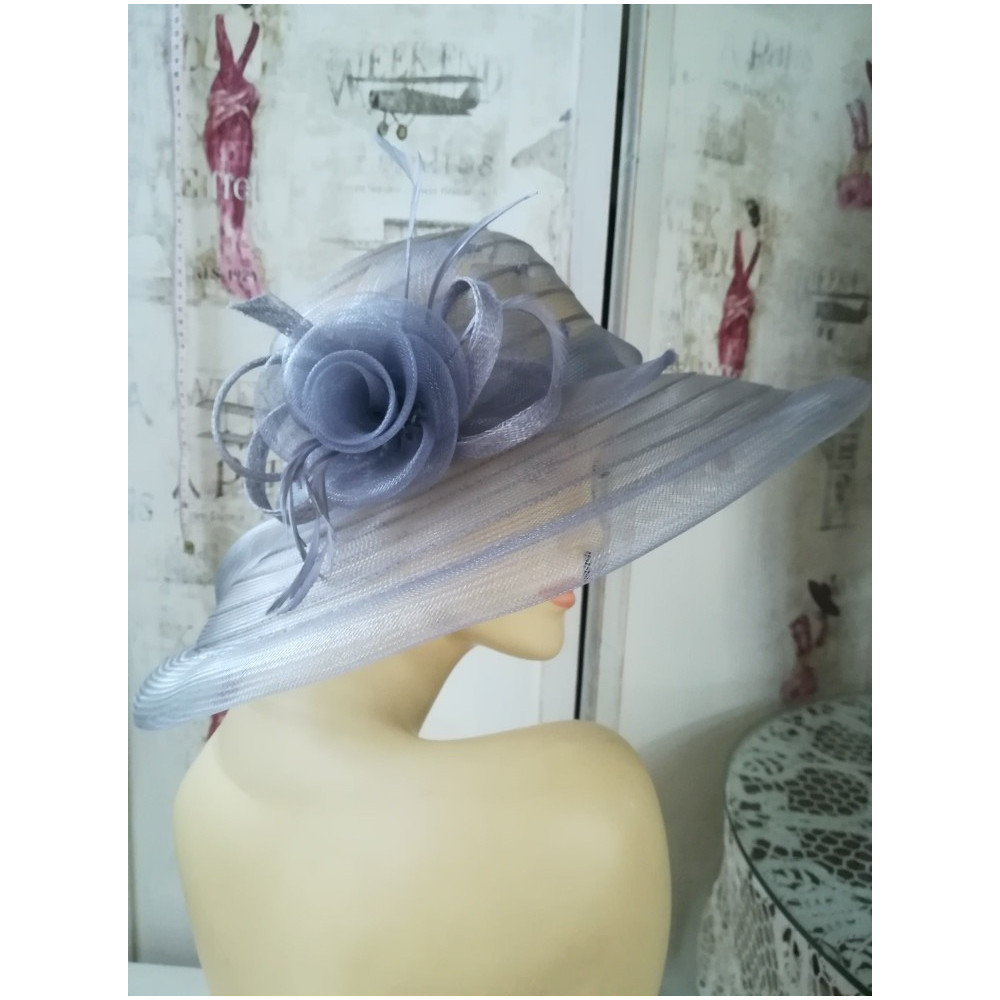 Szary letni kapelusz wizytowy 54-57 cm