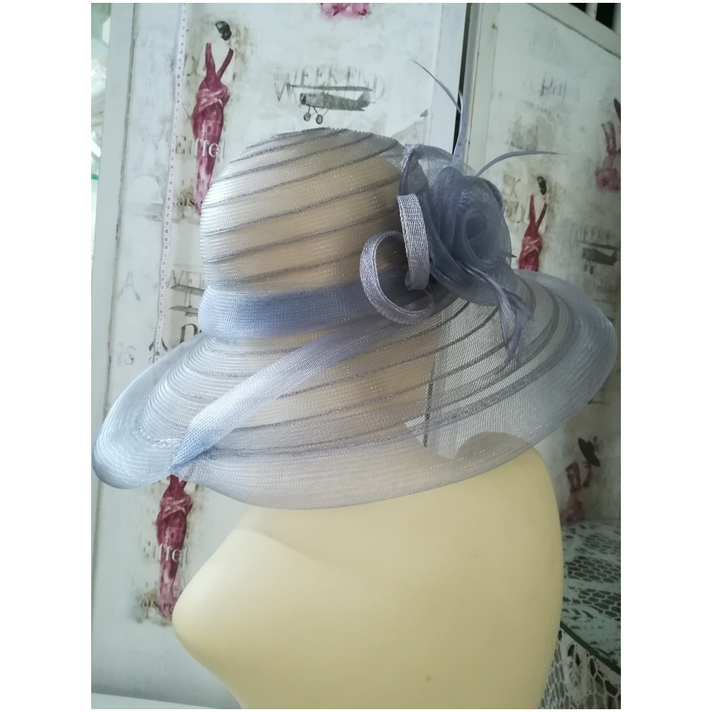 Szary letni kapelusz wizytowy 54-57 cm