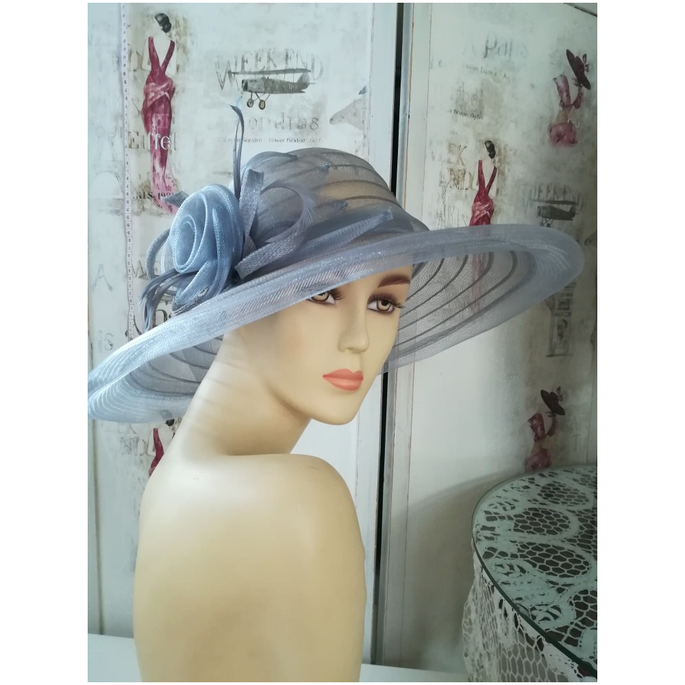 Szary letni kapelusz wizytowy 54-57 cm