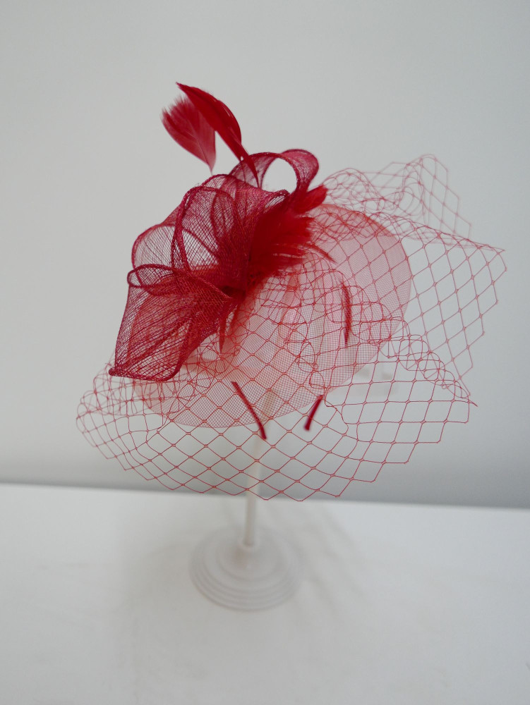 copy of copy of copy of copy of Biało czarny fascynator z woalką na przepasce