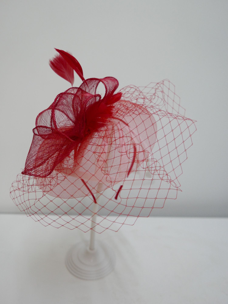 copy of copy of copy of copy of Biało czarny fascynator z woalką na przepasce