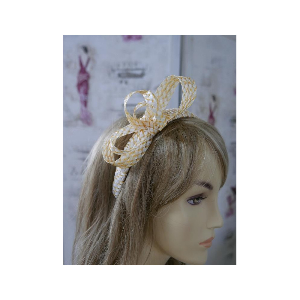 Marita bananowy słomkowy letni stroik na opasce