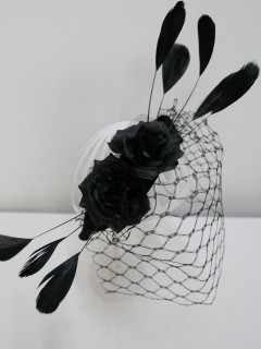 Czarny fascynator z woalką vintage | Zuwika Design