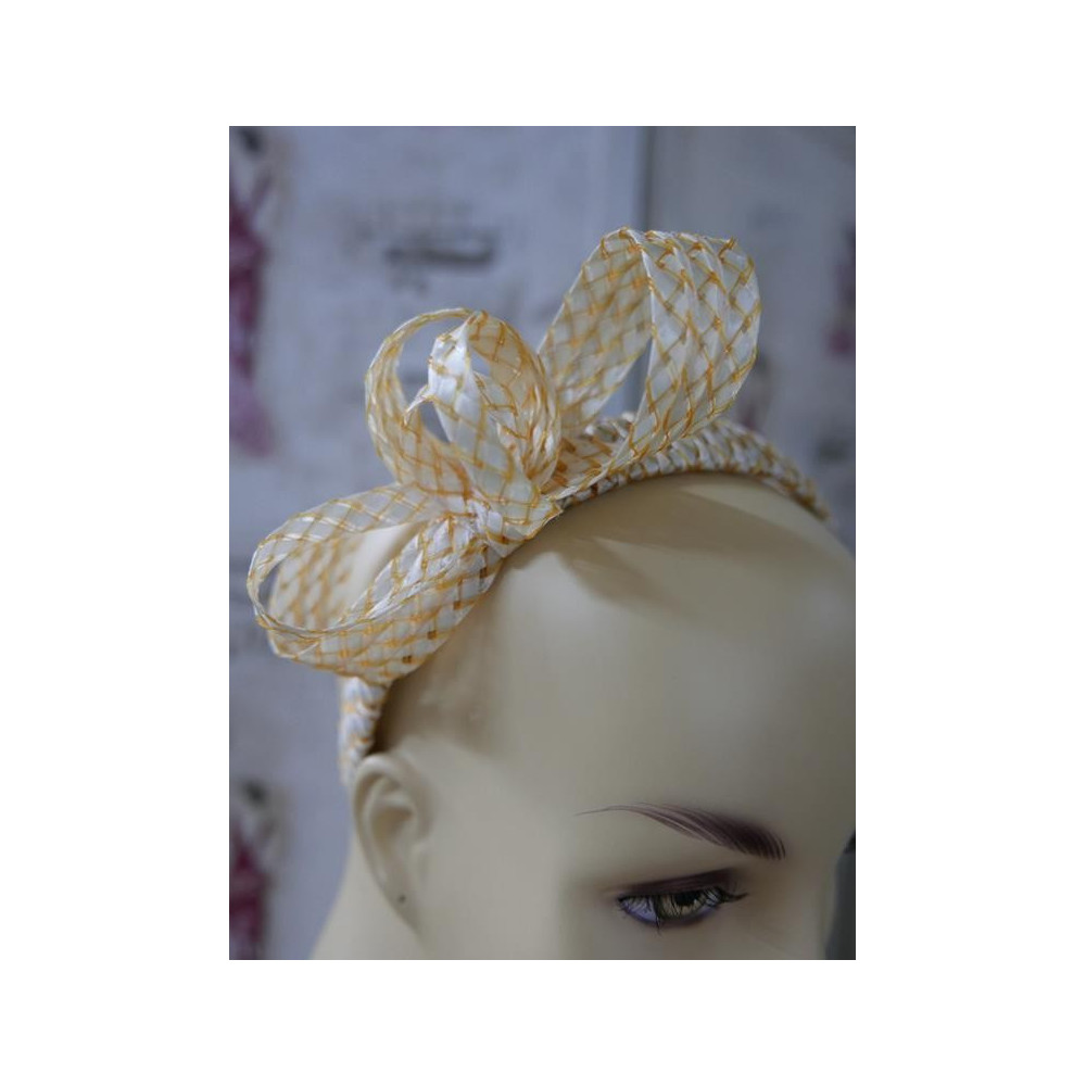 Marita bananowy słomkowy letni stroik na opasce