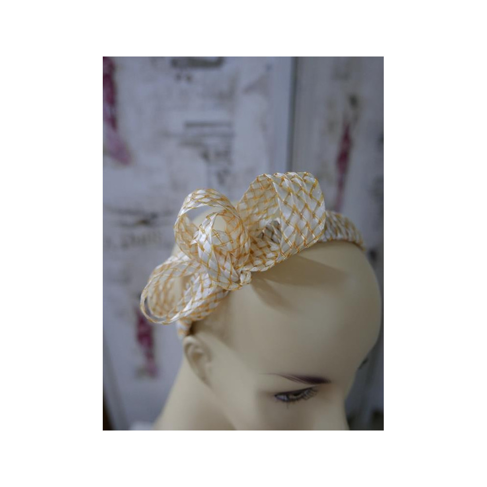 Marita bananowy słomkowy letni stroik na opasce