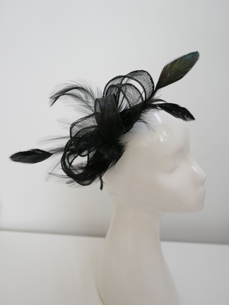 copy of copy of copy of copy of copy of copy of copy of copy of copy of copy of Biało czarny fascynator z woalką na przepasce