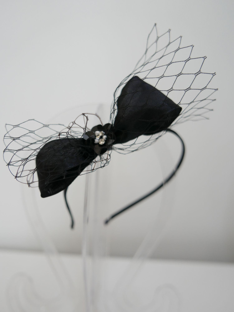 copy of copy of copy of copy of copy of copy of copy of copy of copy of copy of copy of Biało czarny fascynator z woalką na pr