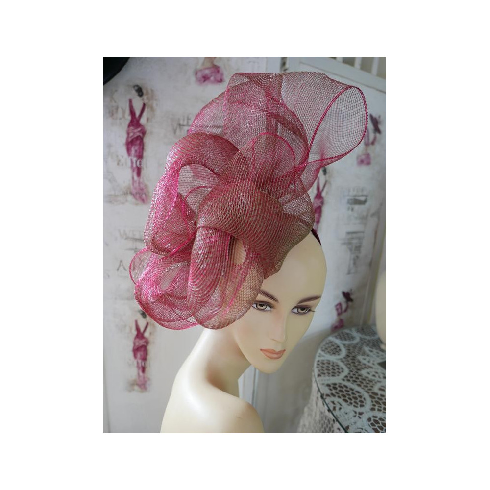 Bordowo zielony efektowny fascynator