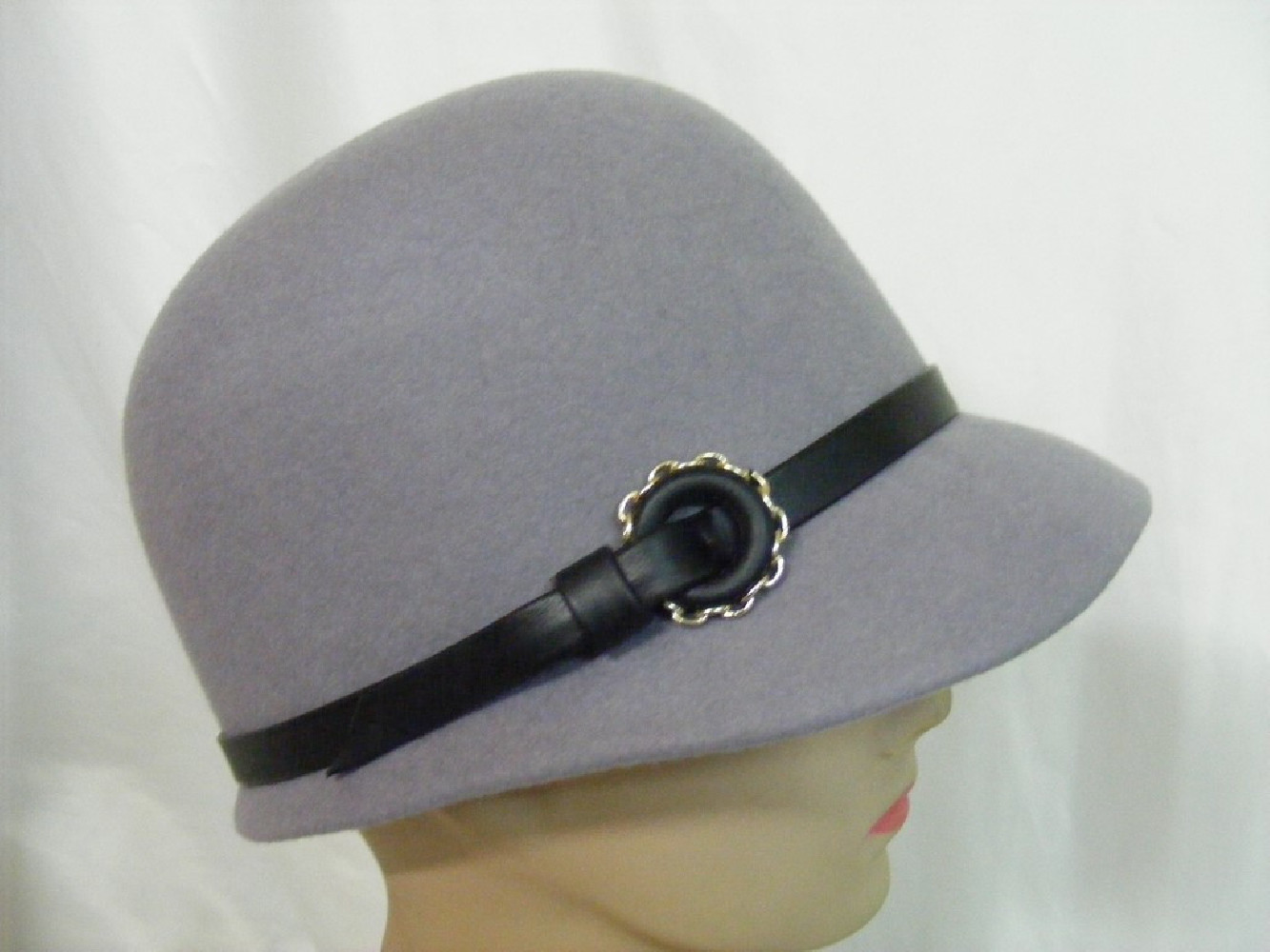 Janette- szara czapka dżokejka filc 54-56 cm