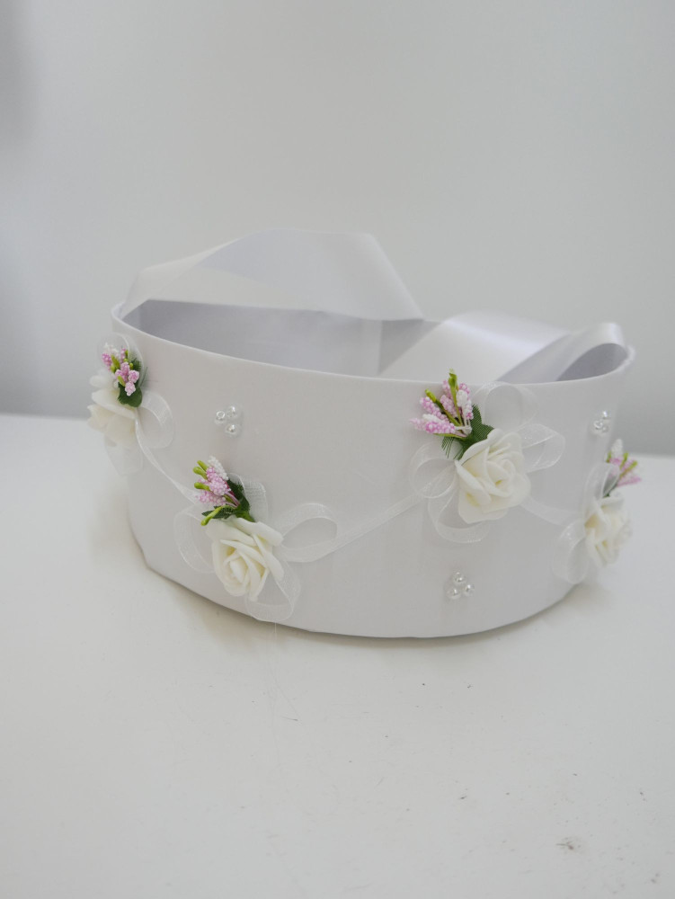 Śmietankowo różowy koszyczek do sypania kwiatów | Zuwika Design