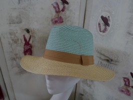 Borys niebiesko beżowy słomkowy letni  kapelusz 55-57 cm