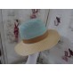 Borys niebiesko beżowy słomkowy letni  kapelusz 55-57 cm