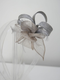 Szary stroik z sinamay do włosów, sukni, kapelusza | Zuwika Design