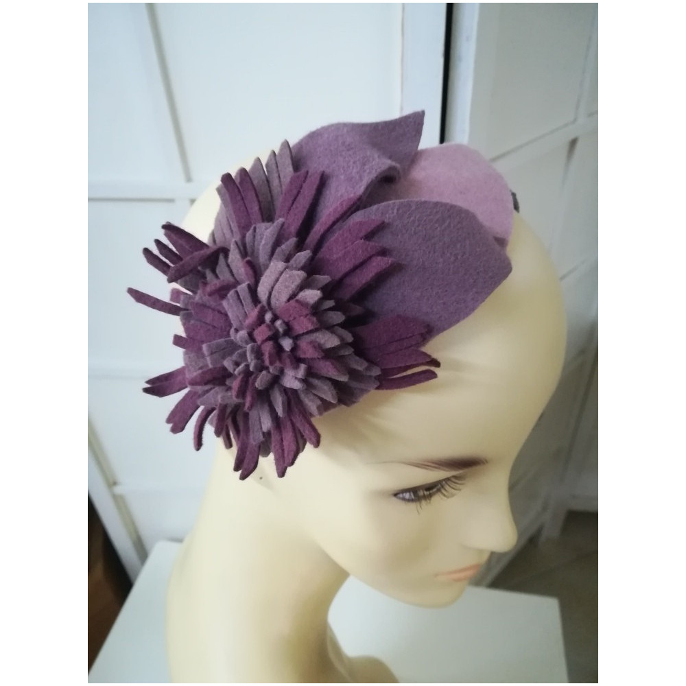 Wrzosy i róże fascynator filcowy