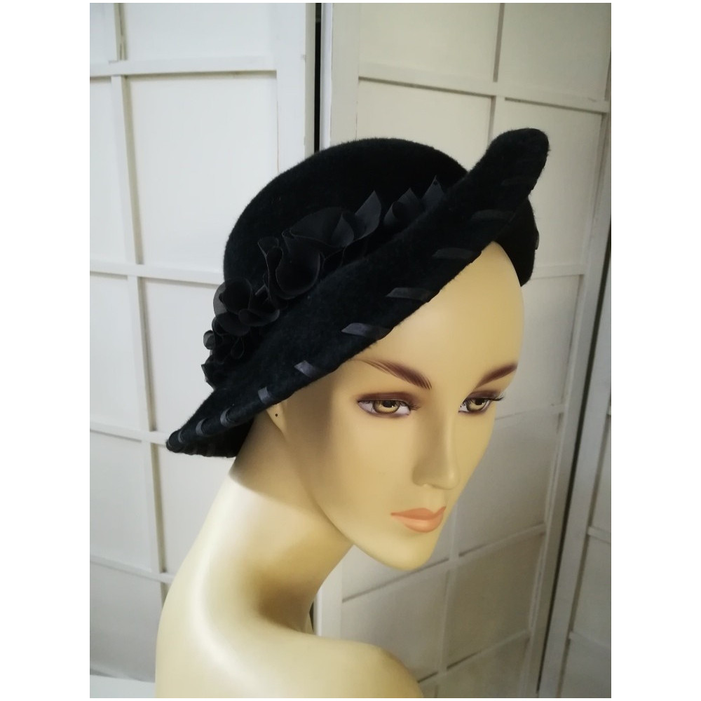 Lauren czarny kapelusz 53-56 cm