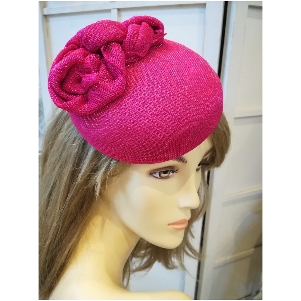 Różowy brokat mini toczek fascynator