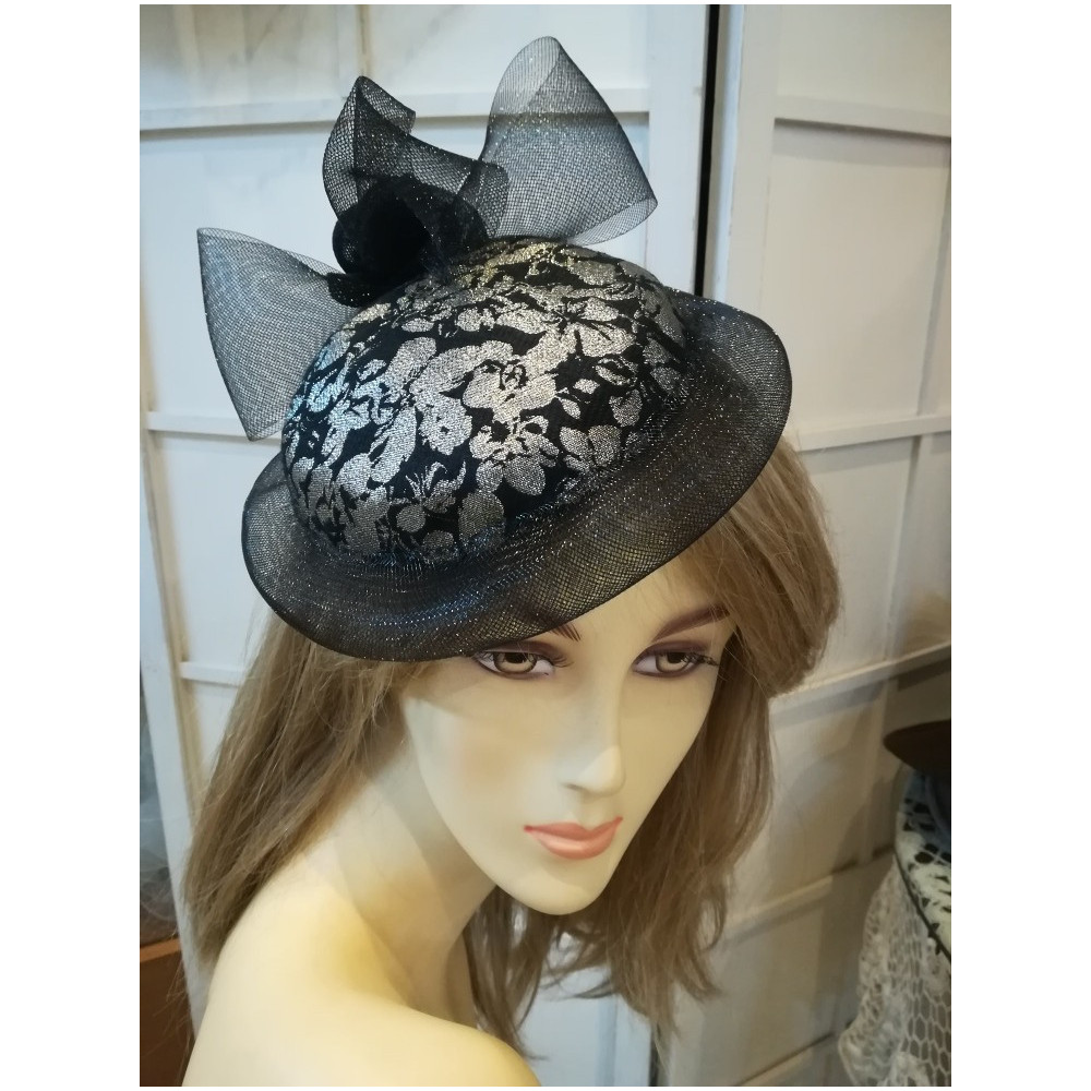 Czarno złoty mini toczek fascynator