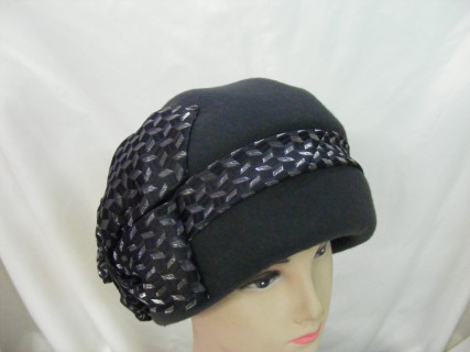 Agafia- Turban-stalowa filcowa czapka Vintage 57-60cm