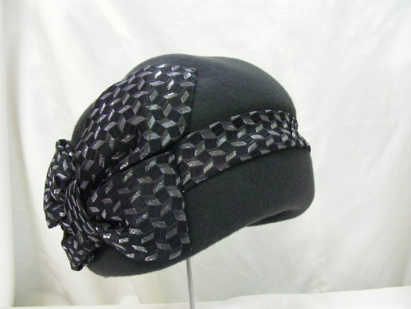 Agafia- Turban-stalowa filcowa czapka Vintage 57-60cm