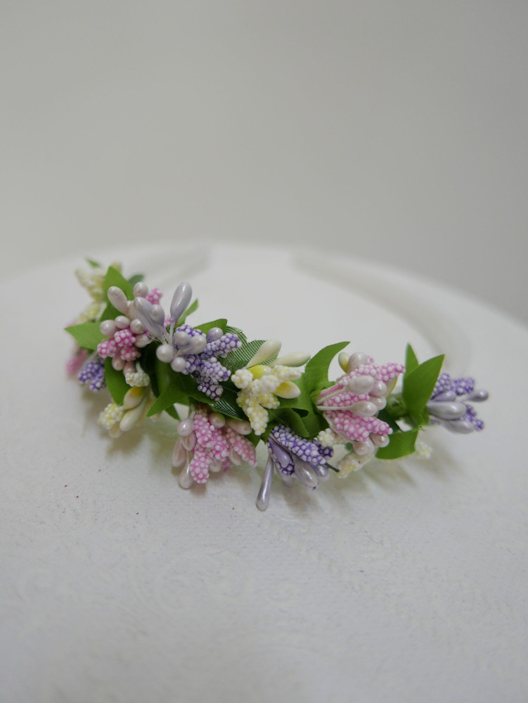 Pastelowa  przepaska z florystycznych dodatków | Zuwika Design