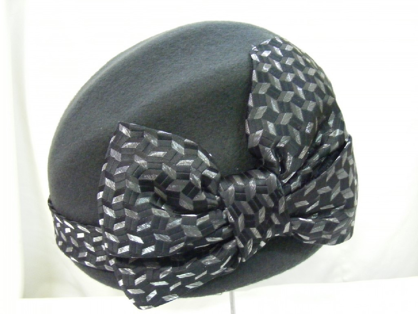 Agafia- Turban-stalowa filcowa czapka Vintage 57-60cm
