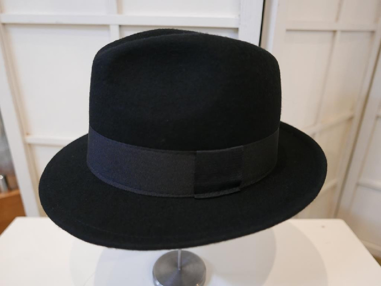 Trilby męski czarny kapelusz filcowy 53 cm