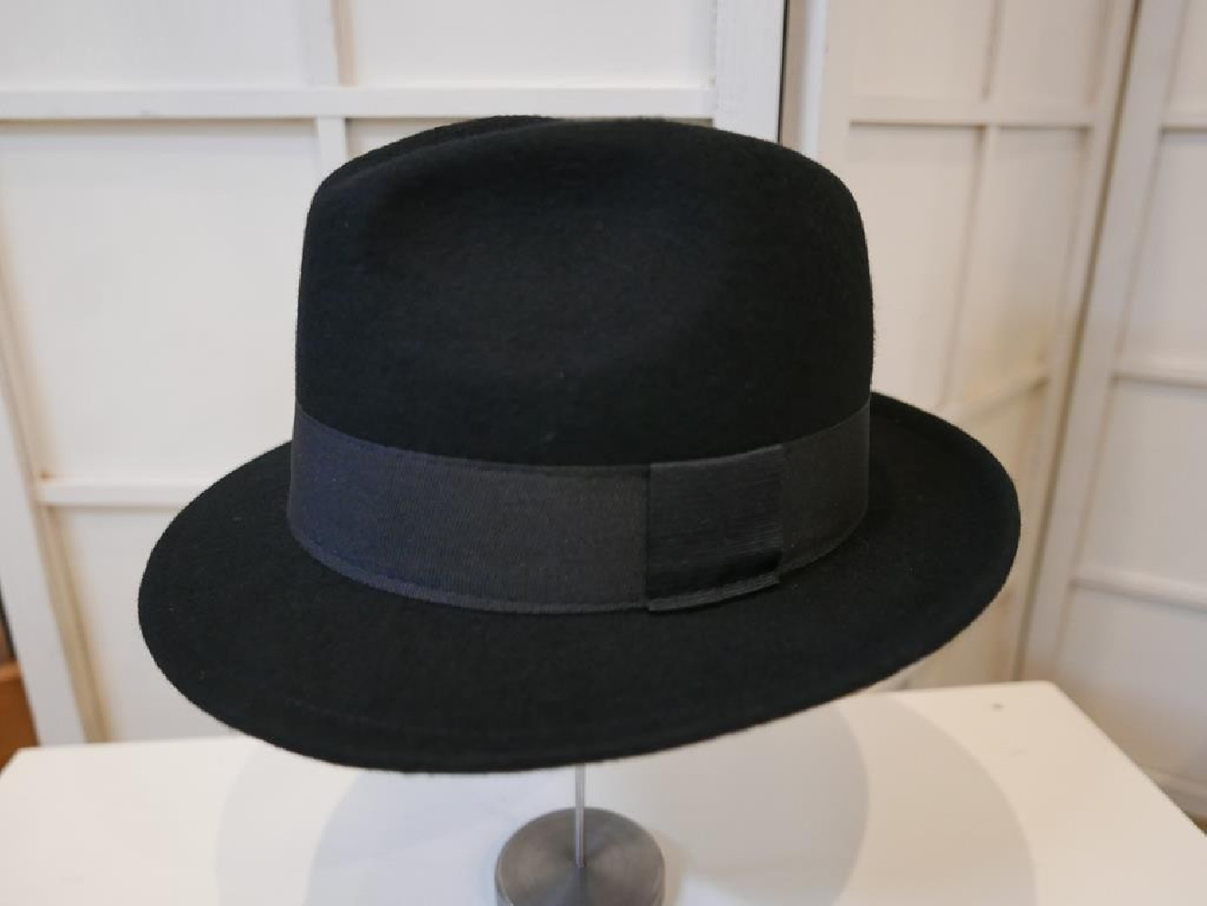 Trilby męski czarny kapelusz filcowy 53 cm