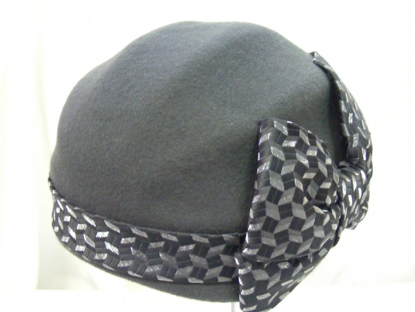 Agafia- Turban-stalowa filcowa czapka Vintage 57-60cm