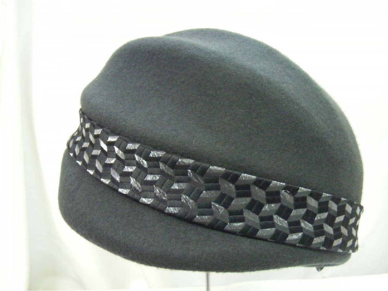 Agafia- Turban-stalowa filcowa czapka Vintage 57-60cm