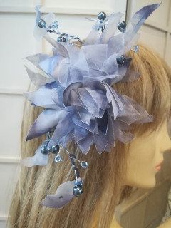 Szaro wrzosowe kwiaty do włosów sukni kapelusza