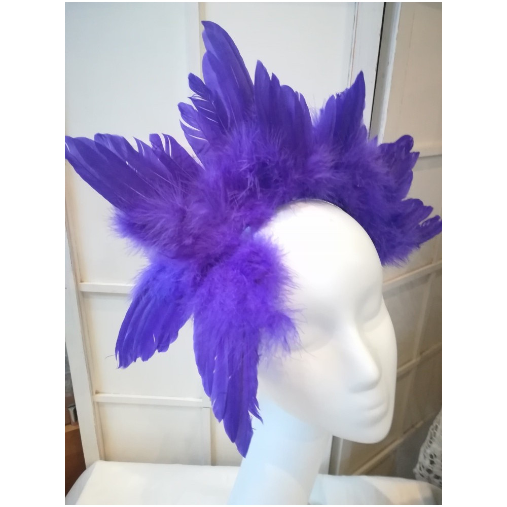 Fioletowe pióra, skrzydła, fascynator