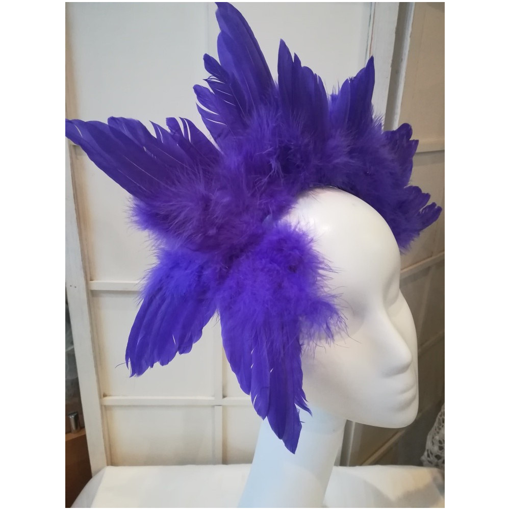 Fioletowe pióra, skrzydła, fascynator