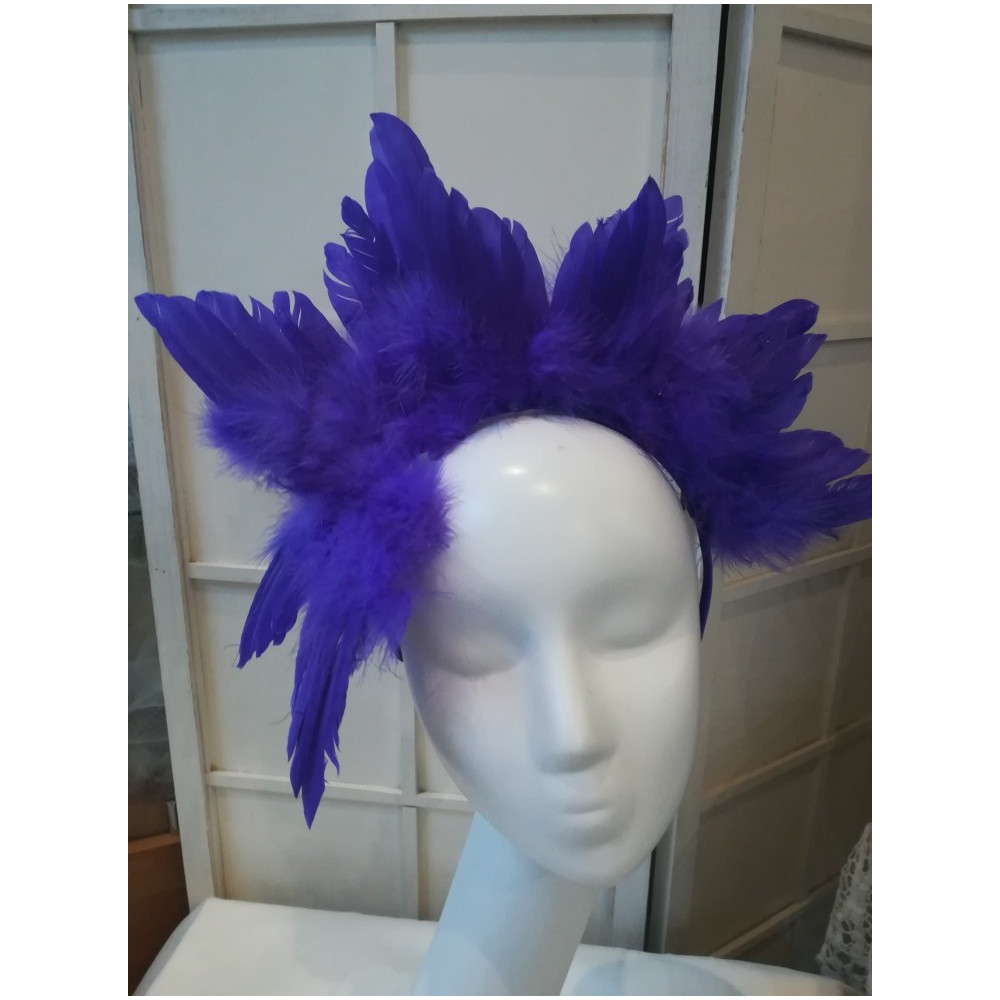 Fioletowe pióra, skrzydła, fascynator