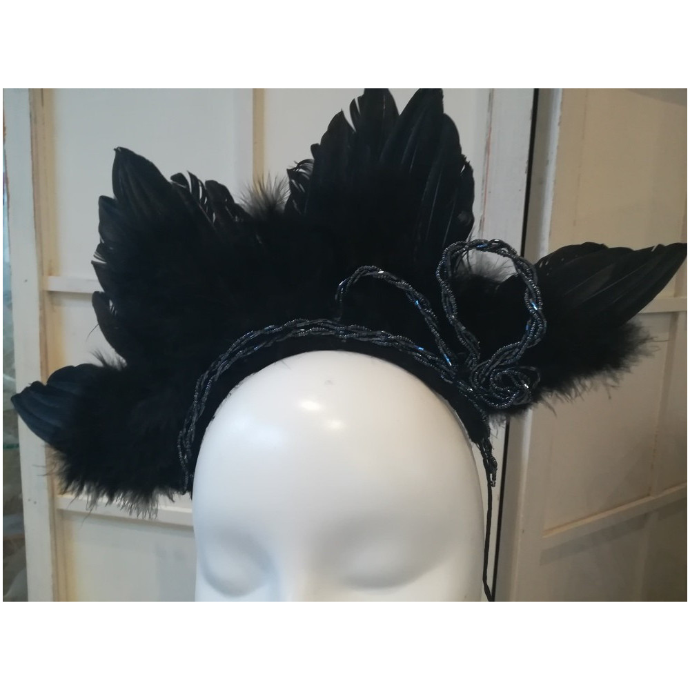 Czarne pióra, skrzydła, fascynator