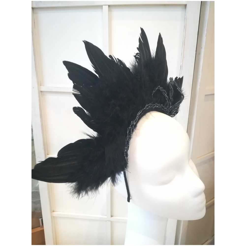 Czarne pióra, skrzydła, fascynator