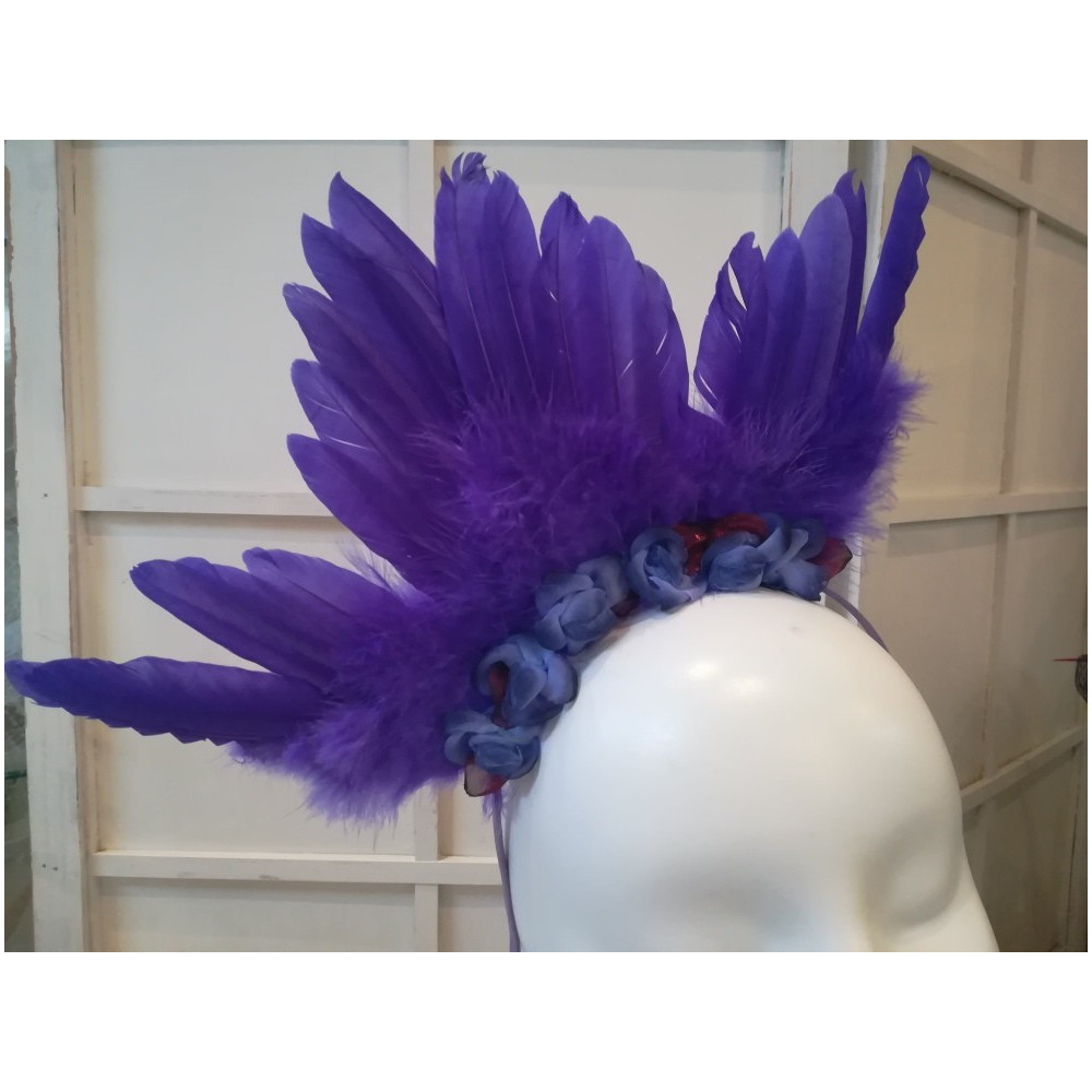 Fioletowe pióra, skrzydła, fascynator