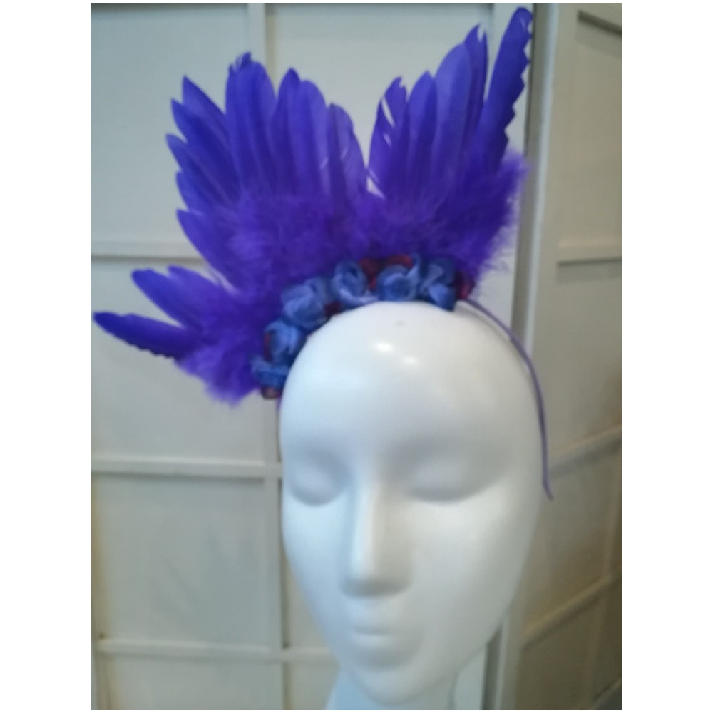 Fioletowe pióra, skrzydła, fascynator