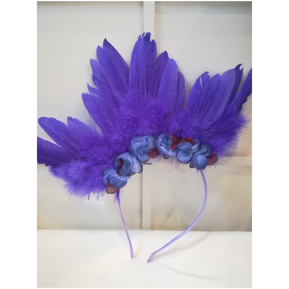Fioletowe pióra, skrzydła, fascynator