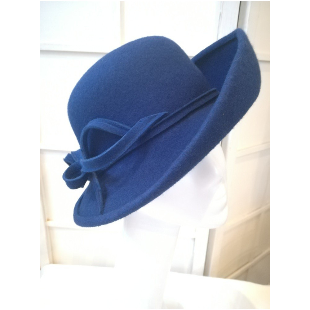 Wiktoria szafirowy kapelusz filcowy 54-56 cm